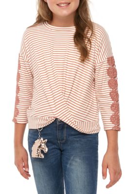 long sleeve front knot top