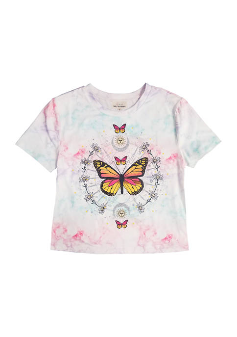 Belle du Jour Girls 7-16 Butterfly Cropped Graphic