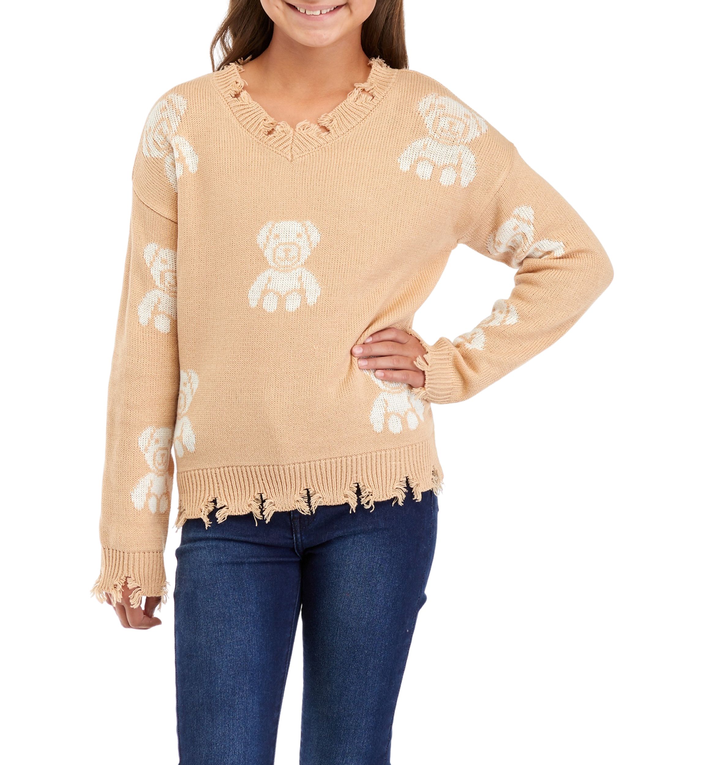 Girls 7-16 Frayed Hem Sweater