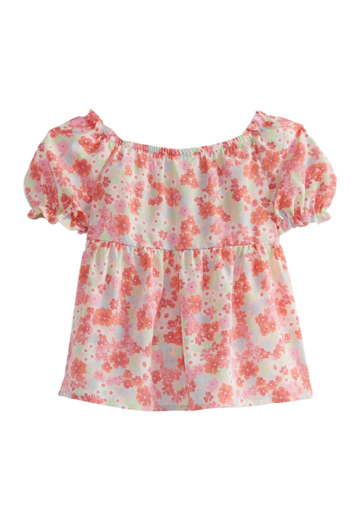 Girls  7-16 Puff Sleeve Floral Top