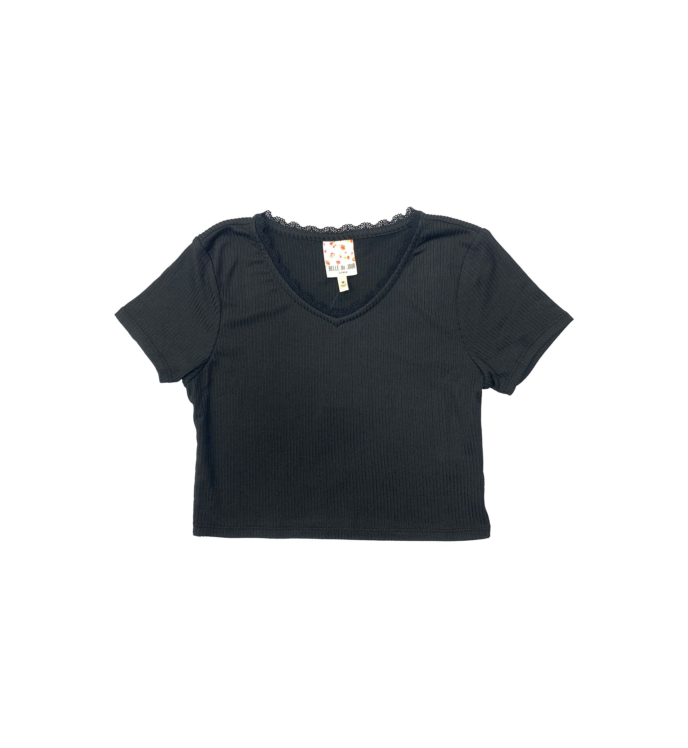 Girls 7-16 Short Sleeve V-Neck Tiny T-Shirt