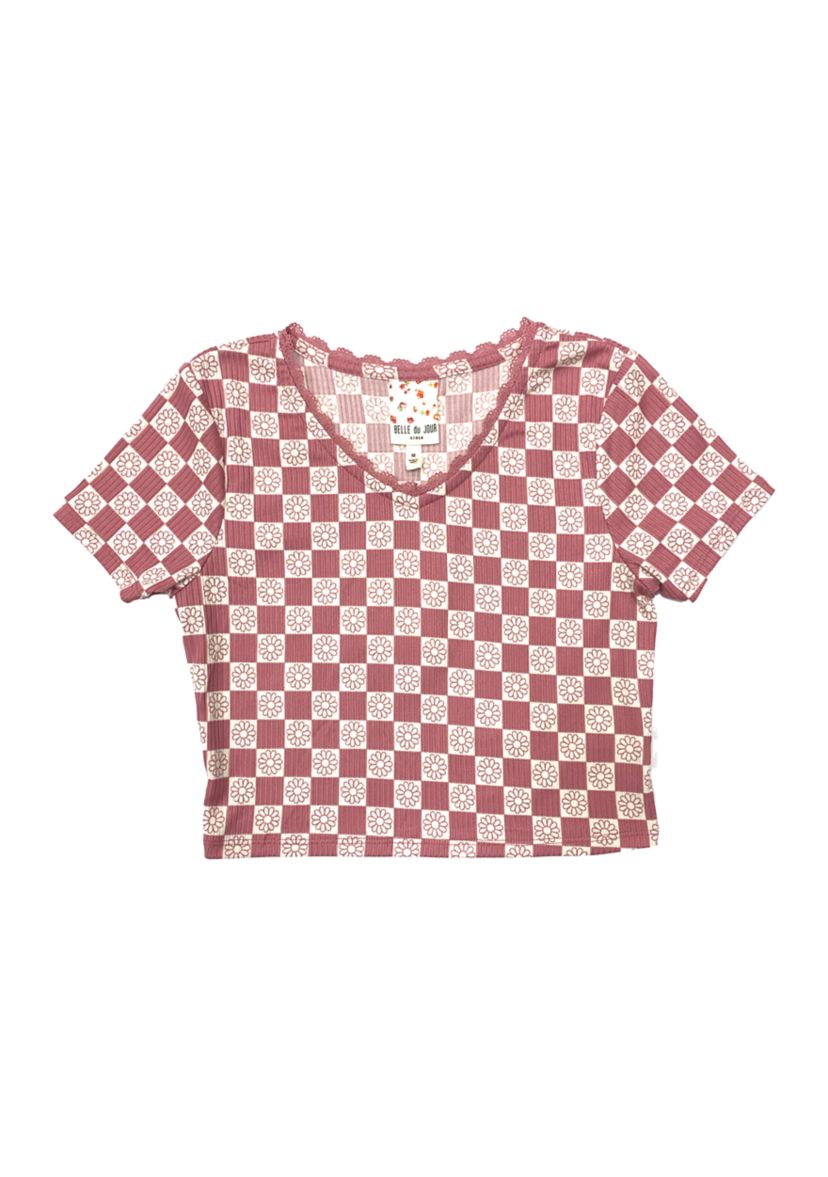Girls 7-16 Short Sleeve V-Neck Tiny T-Shirt