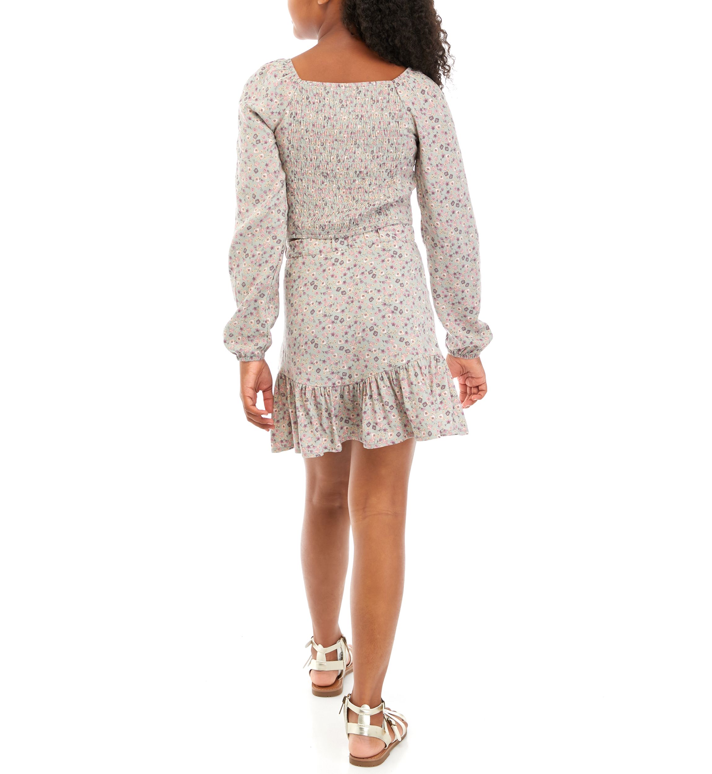 Girls 7-16 Floral Printed Skirt Set