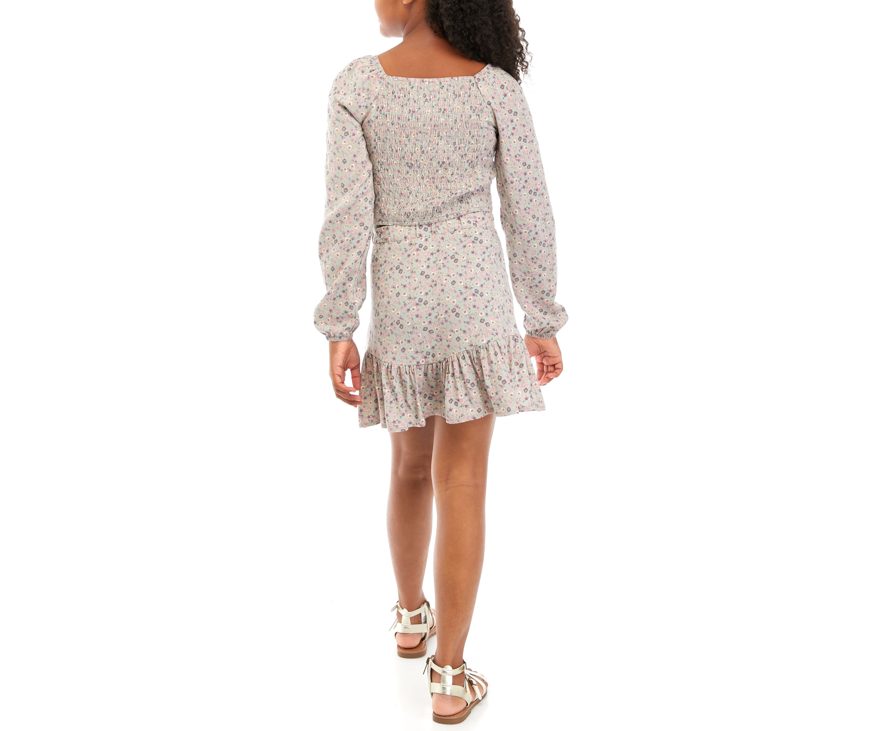 Girls 7-16 Floral Printed Skirt Set
