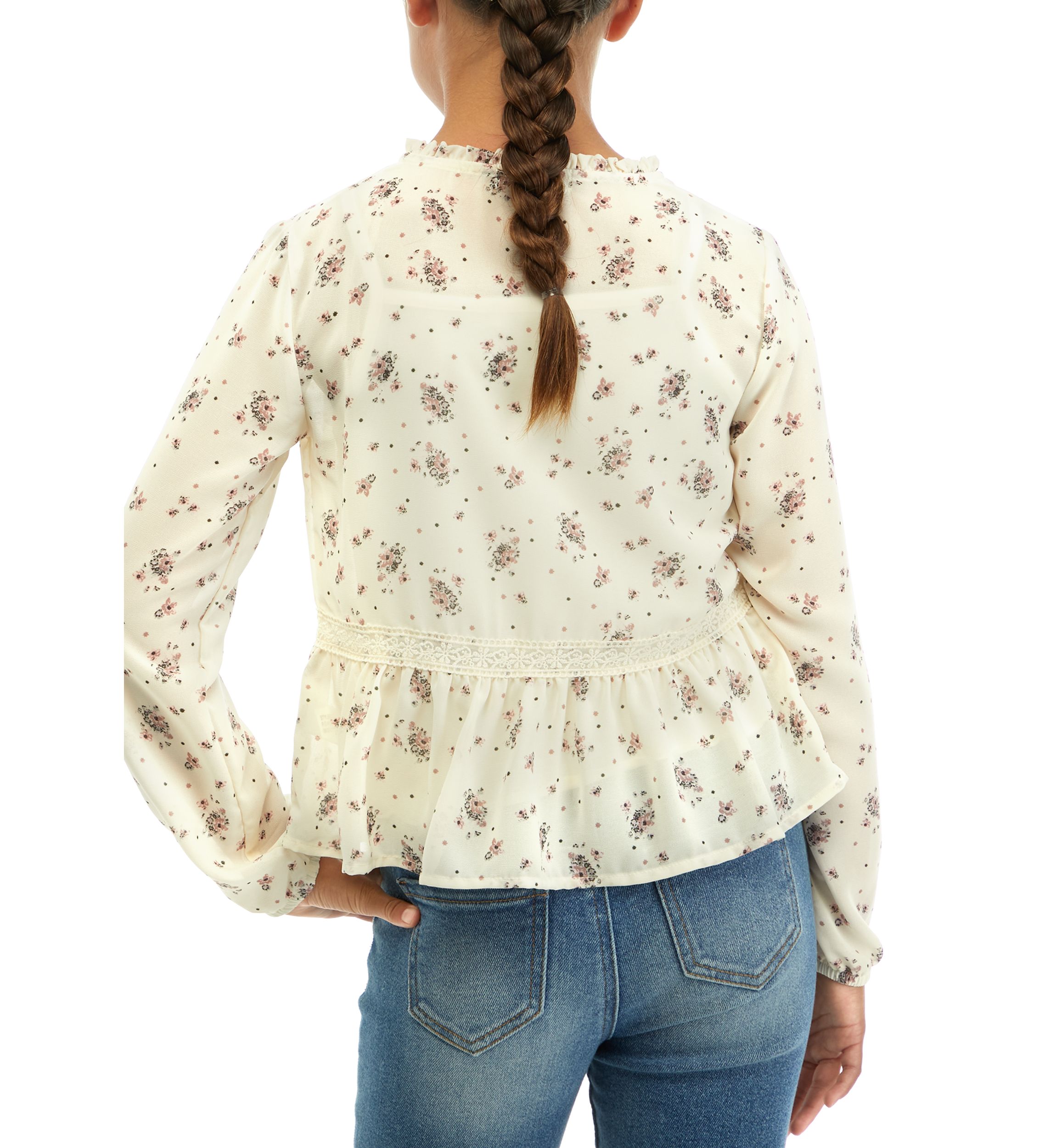 Girls 7-16 Tie Front Floral Printed Top