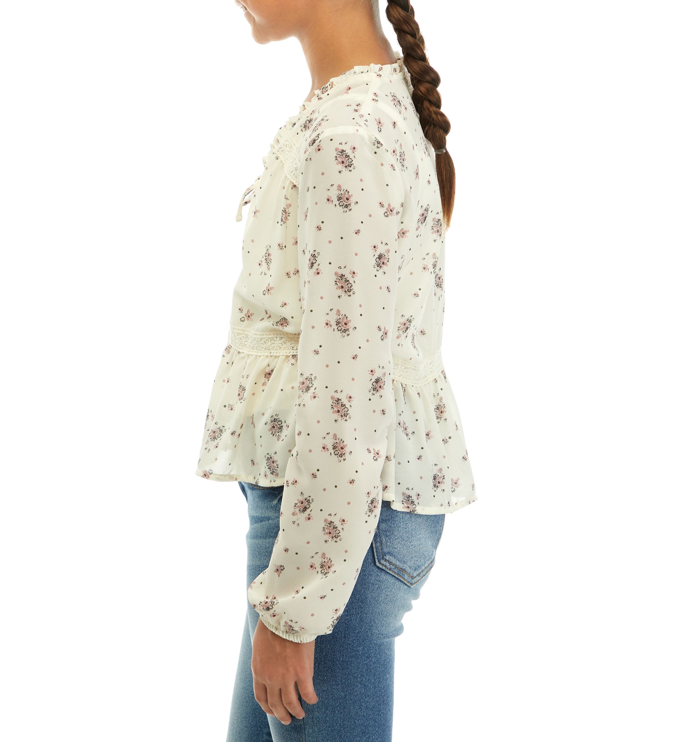 Girls 7-16 Tie Front Floral Printed Top