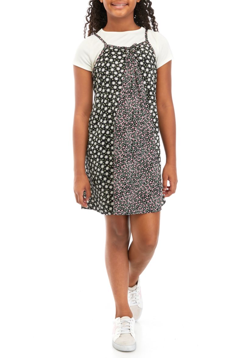 Girls 7-16 Floral Jumper Dress with T-Shirt