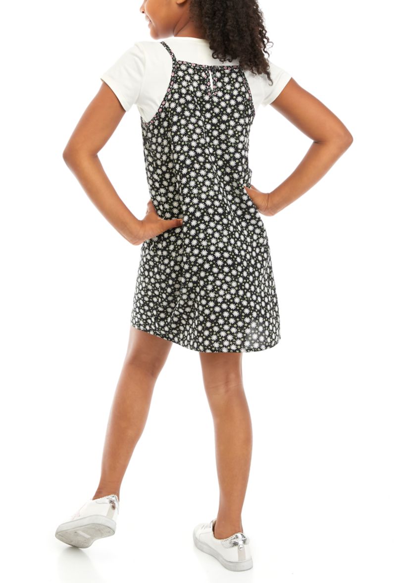 Girls 7-16 Floral Jumper Dress with T-Shirt