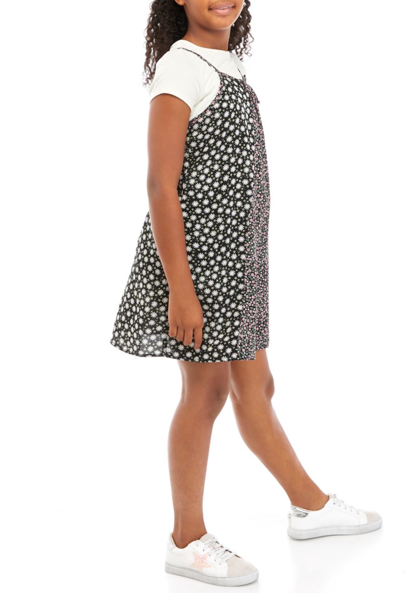 Girls 7-16 Floral Jumper Dress with T-Shirt