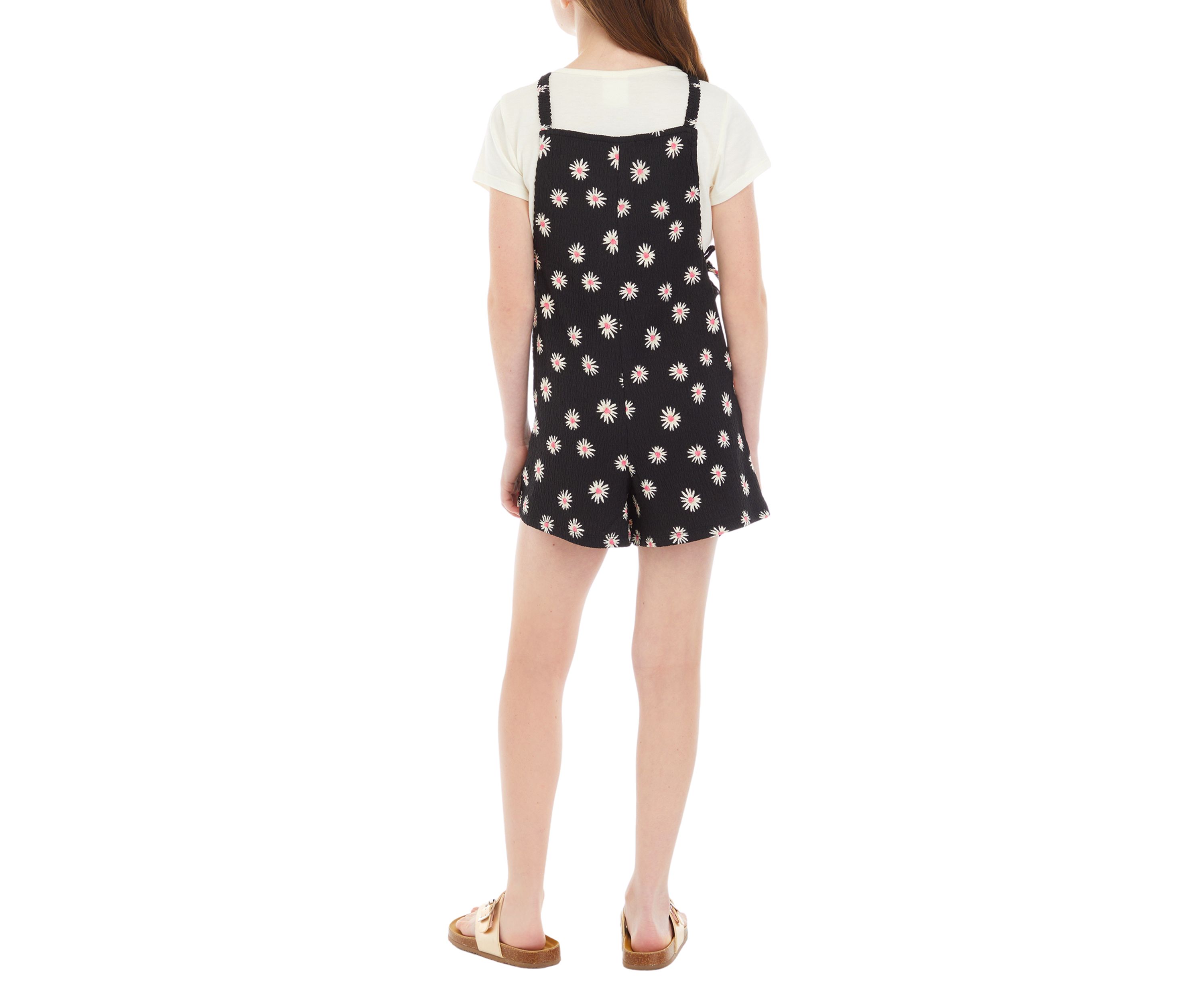 Girls 7-16 Gauze Floral Printed Romper with T-Shirt Set