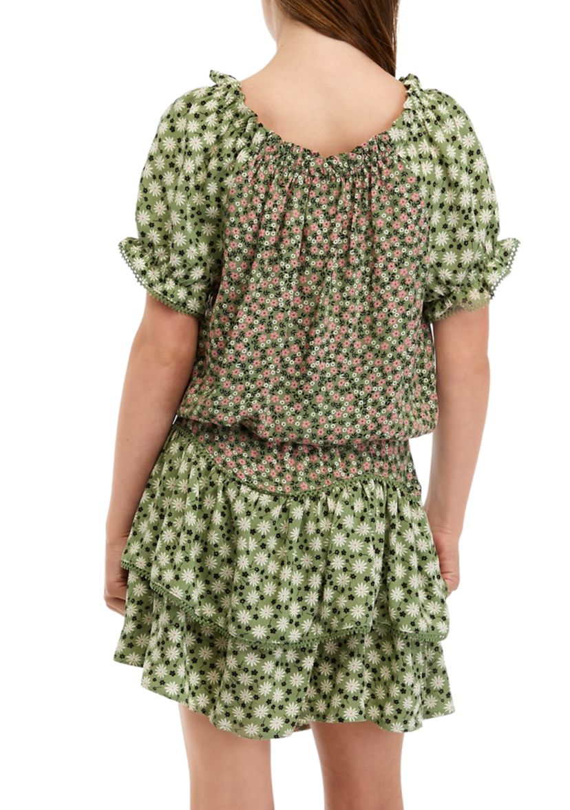 Girls 7-16 Mixed Print Skirt Set 