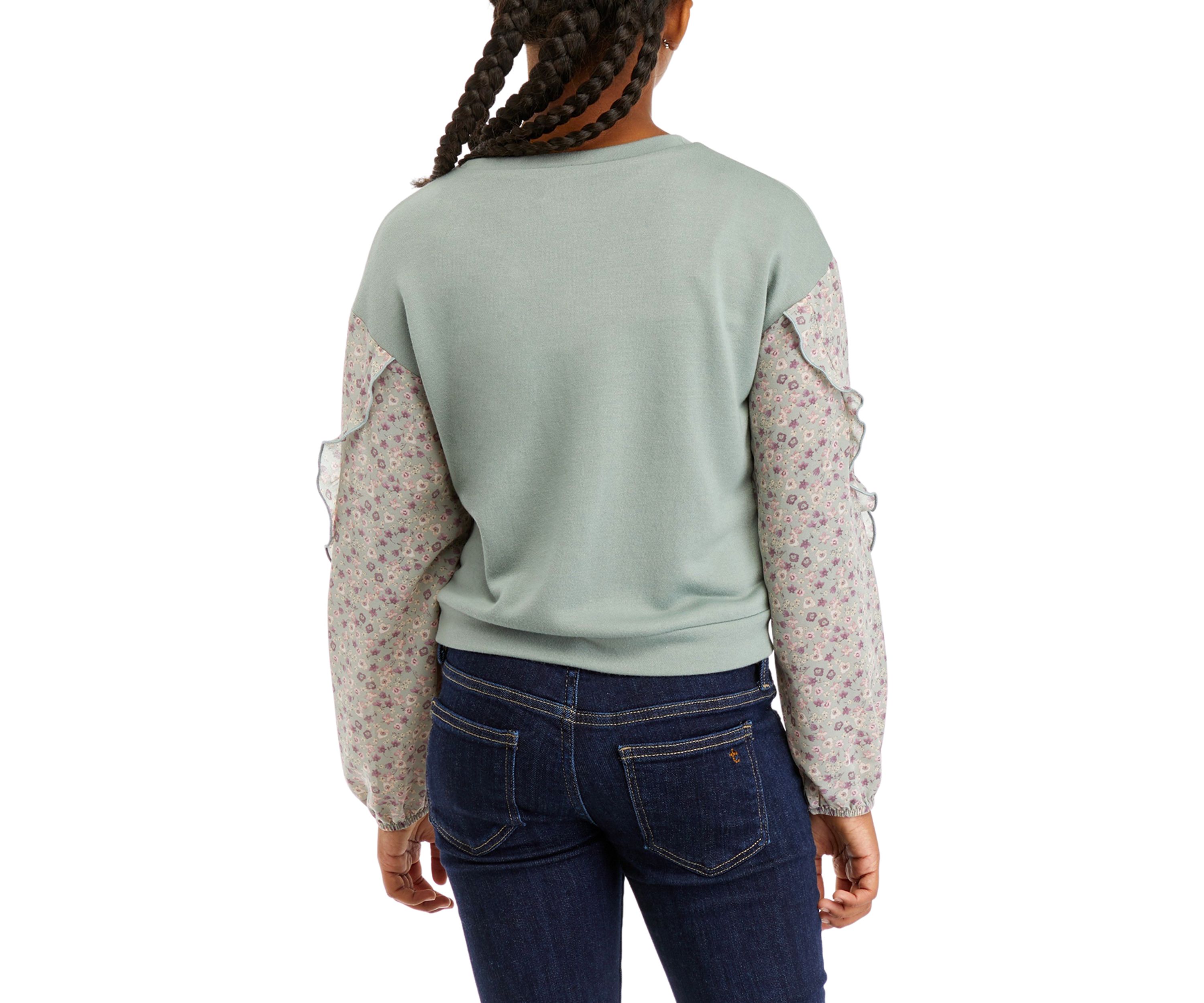 Girls 7-16 Floral Sleeve Top