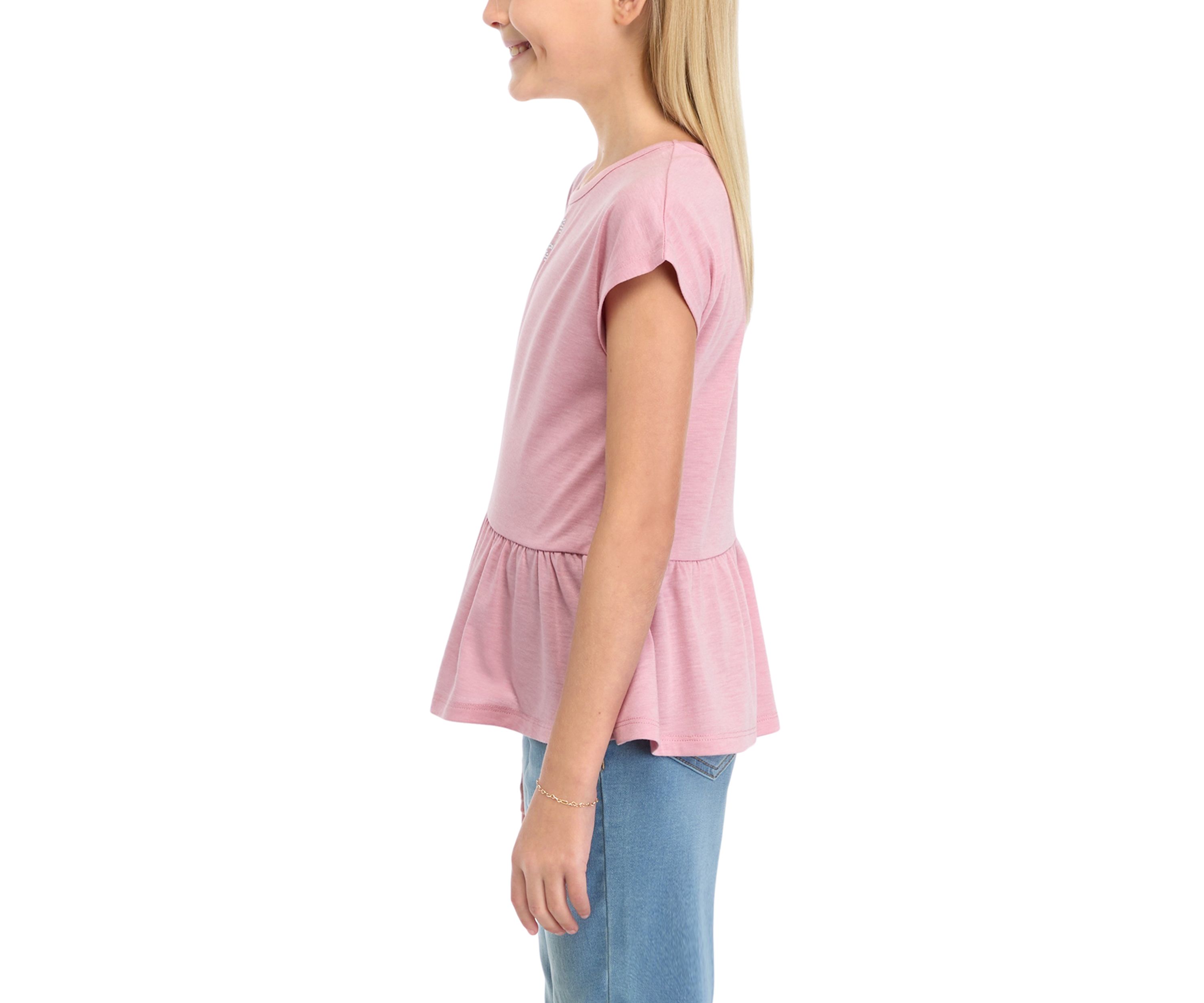 Girls 7-16 Short Dolman Sleeve Top with Asymmetrical Peplum Hem