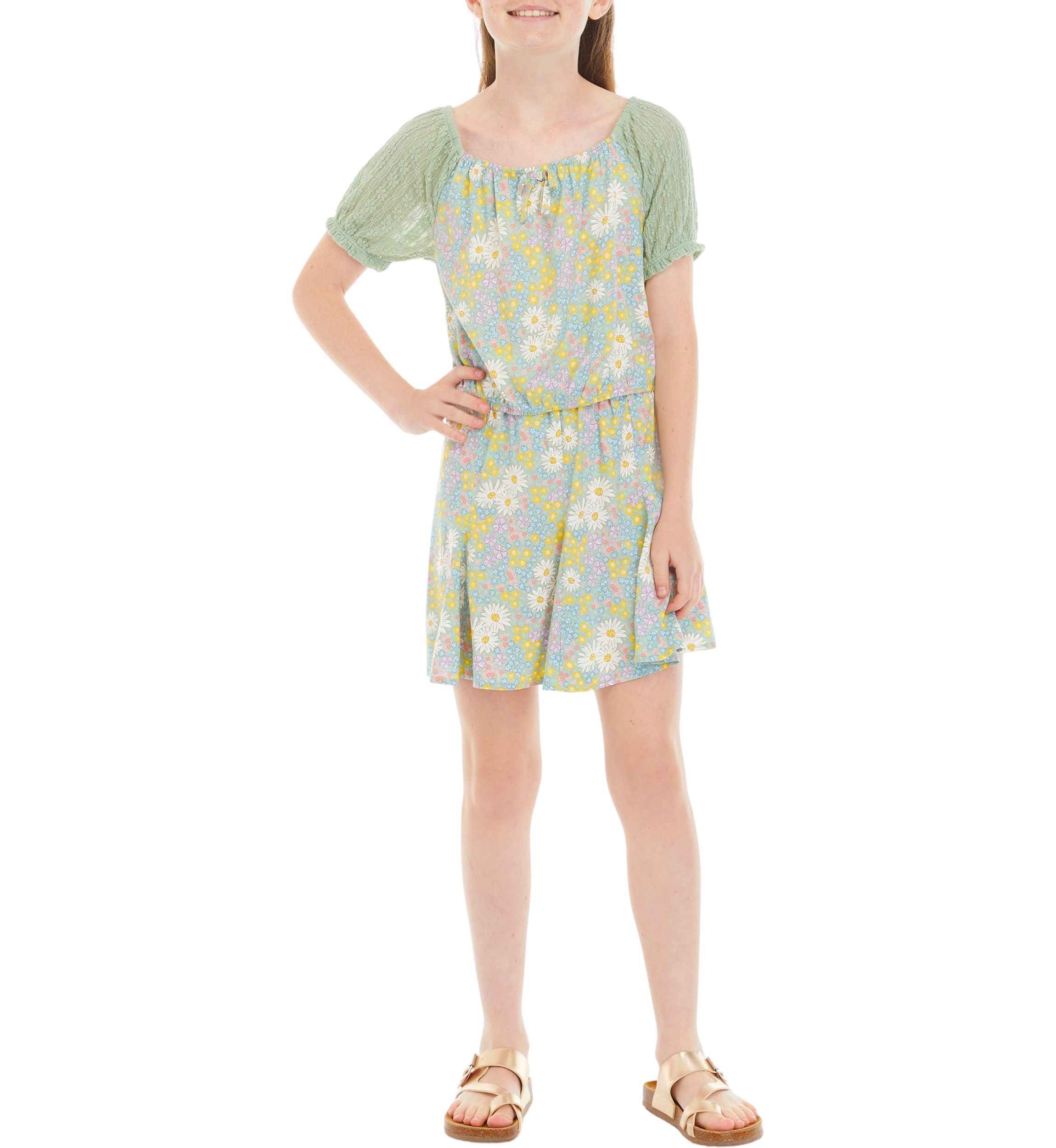 Girls 7-16 Puff Sleeve Top and Skirt Set