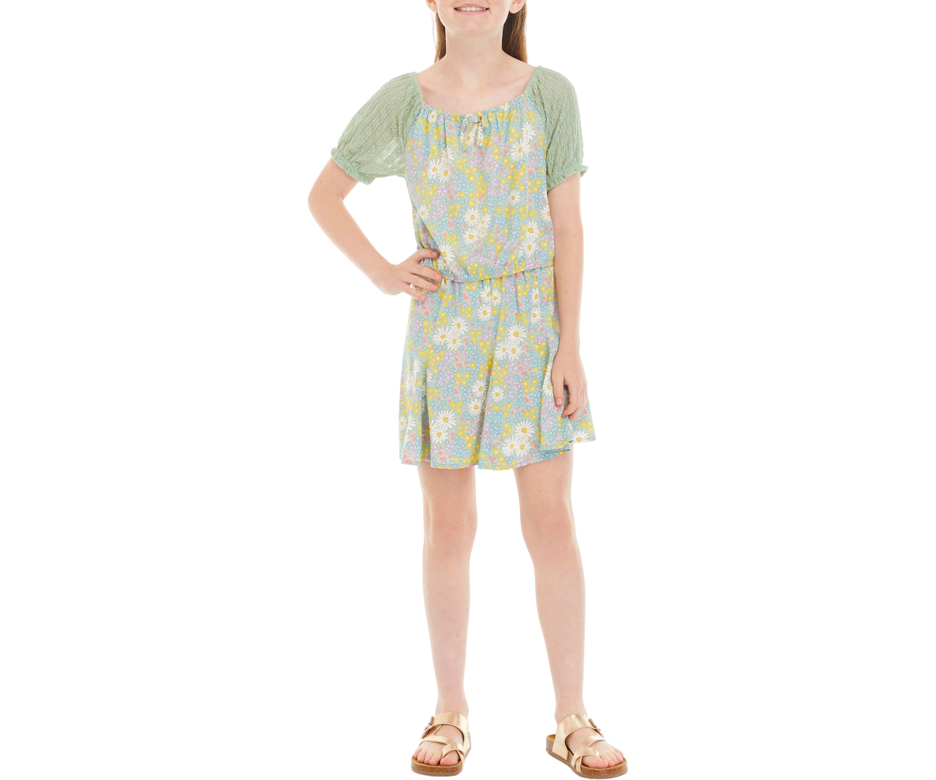 Girls 7-16 Puff Sleeve Top and Skirt Set