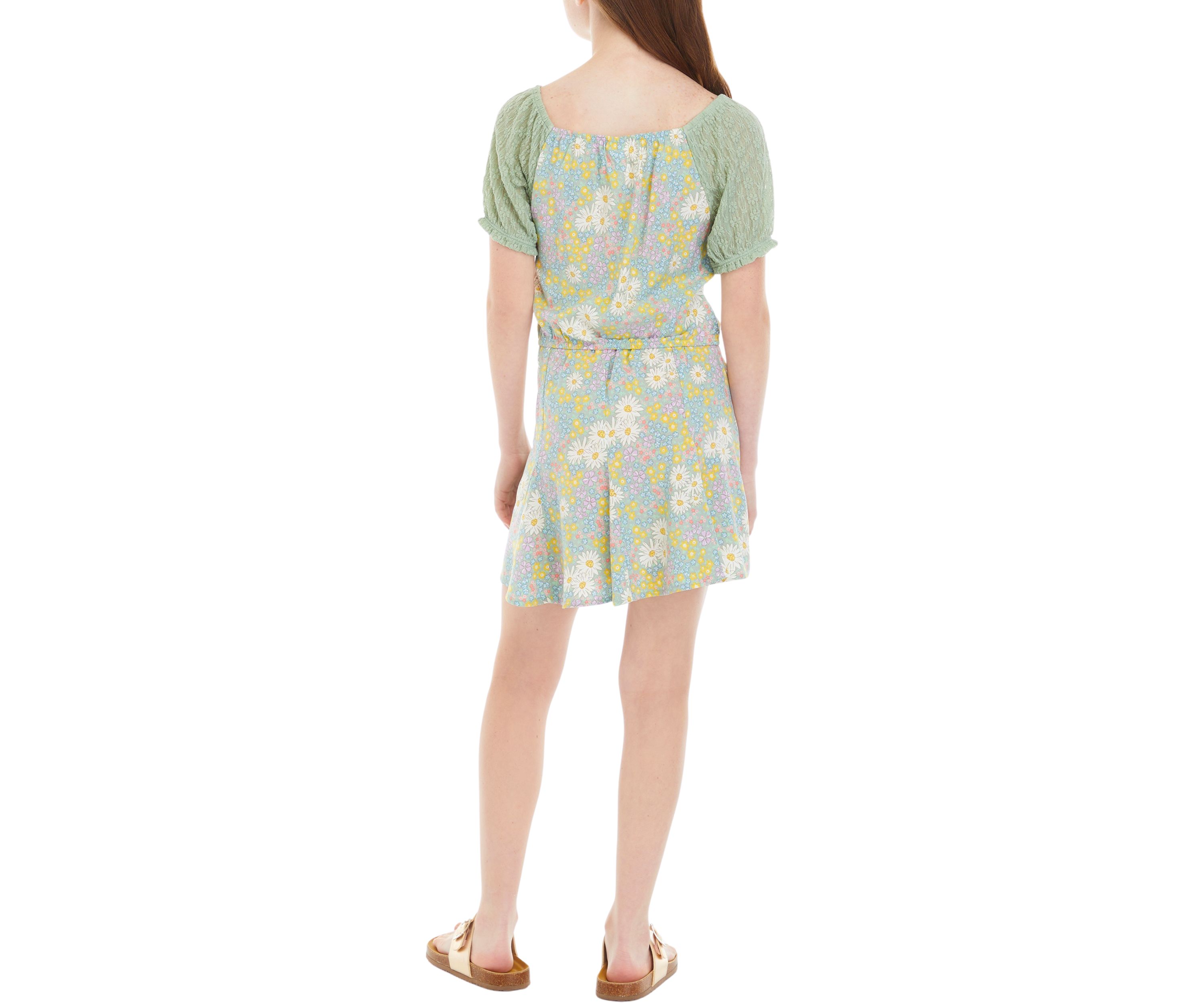 Girls 7-16 Puff Sleeve Top and Skirt Set