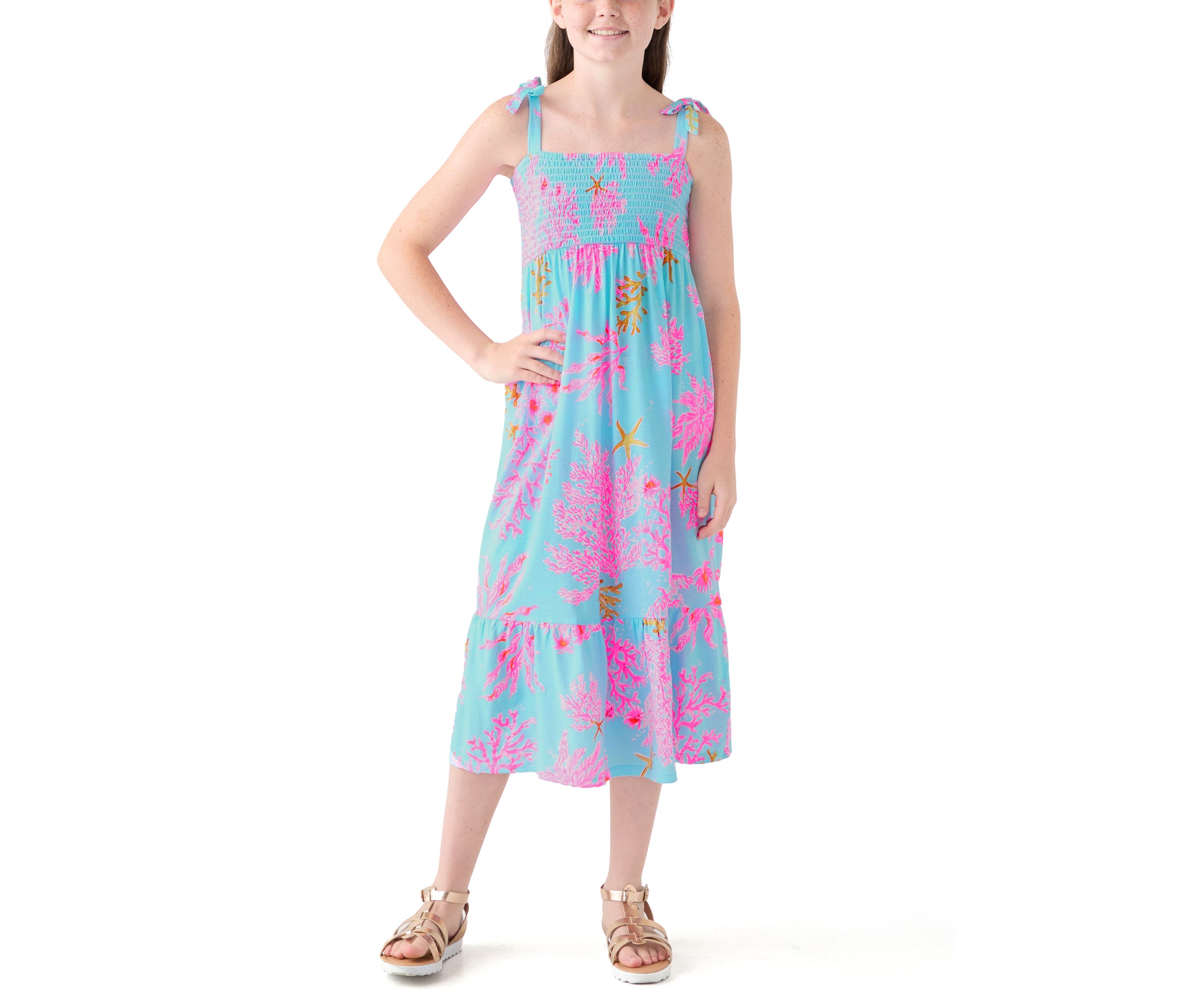 Girls 7-16 Royal Coral Maxi Dress
