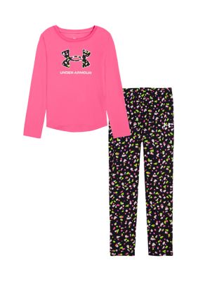 Under Armour Girls 4-6x UA Printed Leggings Set, Pink