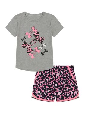 Under Armour Little Girls 2T-6X Short-Sleeve Icon Burst Tee & Printed Shorts  Set