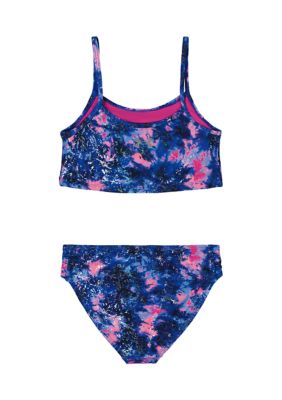 JUSTICE Tankini Swimsuit Bikini Swim Size 6 - 18 Girls Mint Blue Tie Dye 2  Piece