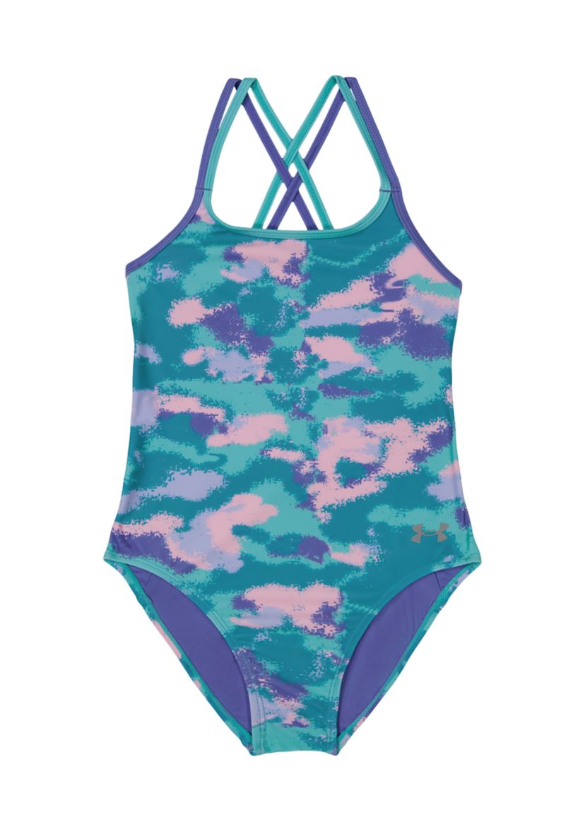 Girls 7-16 Dissolve Camo Printed Swimsuit
