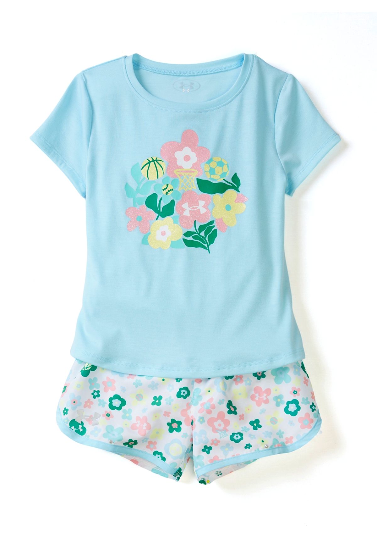 Girls 4-6x Ditsy Flower Party Graphic T-Shirt and Printed Shorts Set