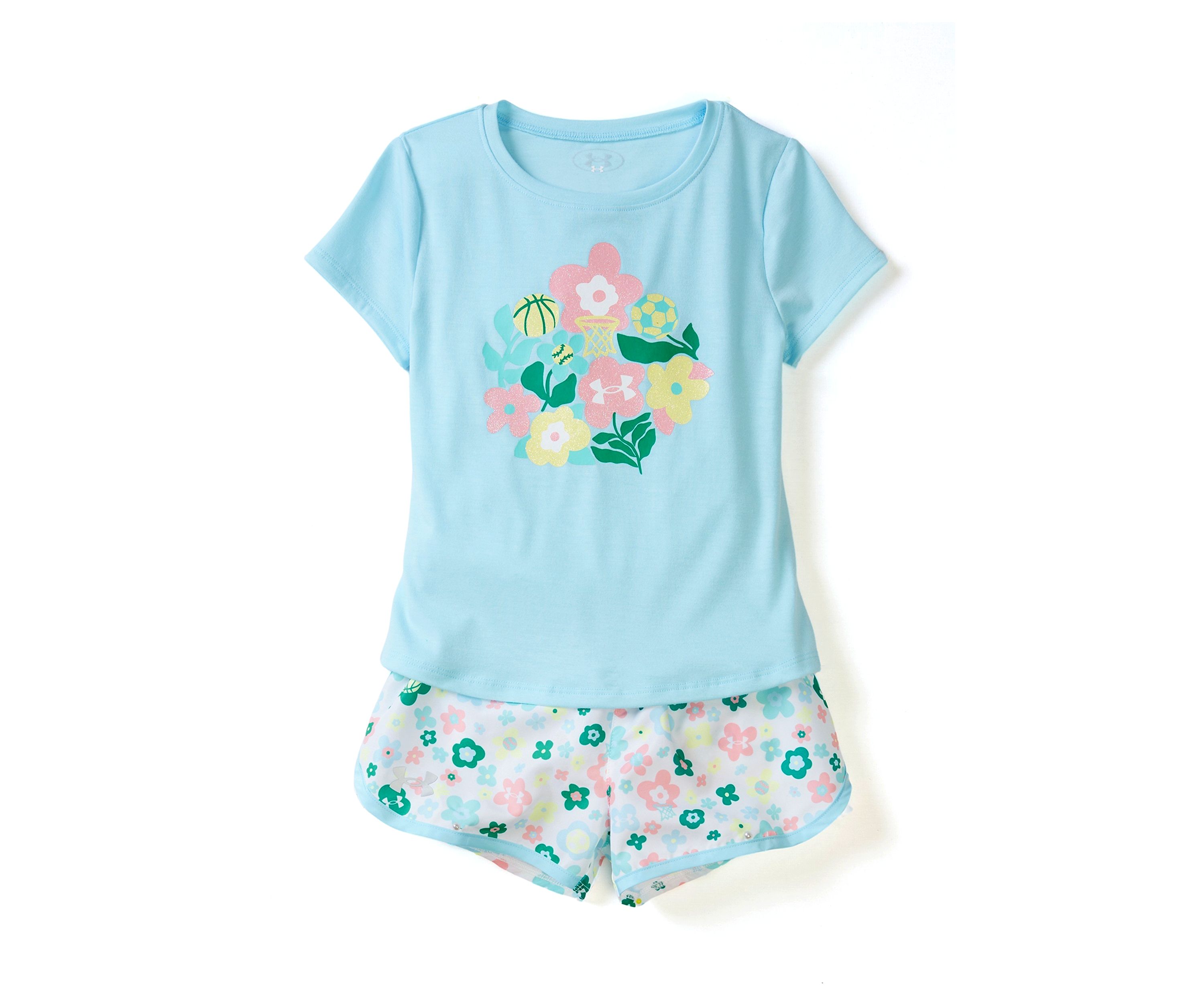 Girls 4-6x Ditsy Flower Party Graphic T-Shirt and Printed Shorts Set
