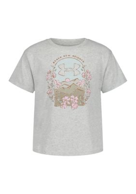 Under Armour Girls 7-16 New Heights Shirt, Silver, Large