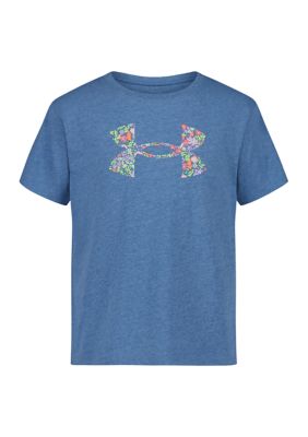 Under Armour Girls 7-16 Ditsy Logo Shirt, Blue, XL