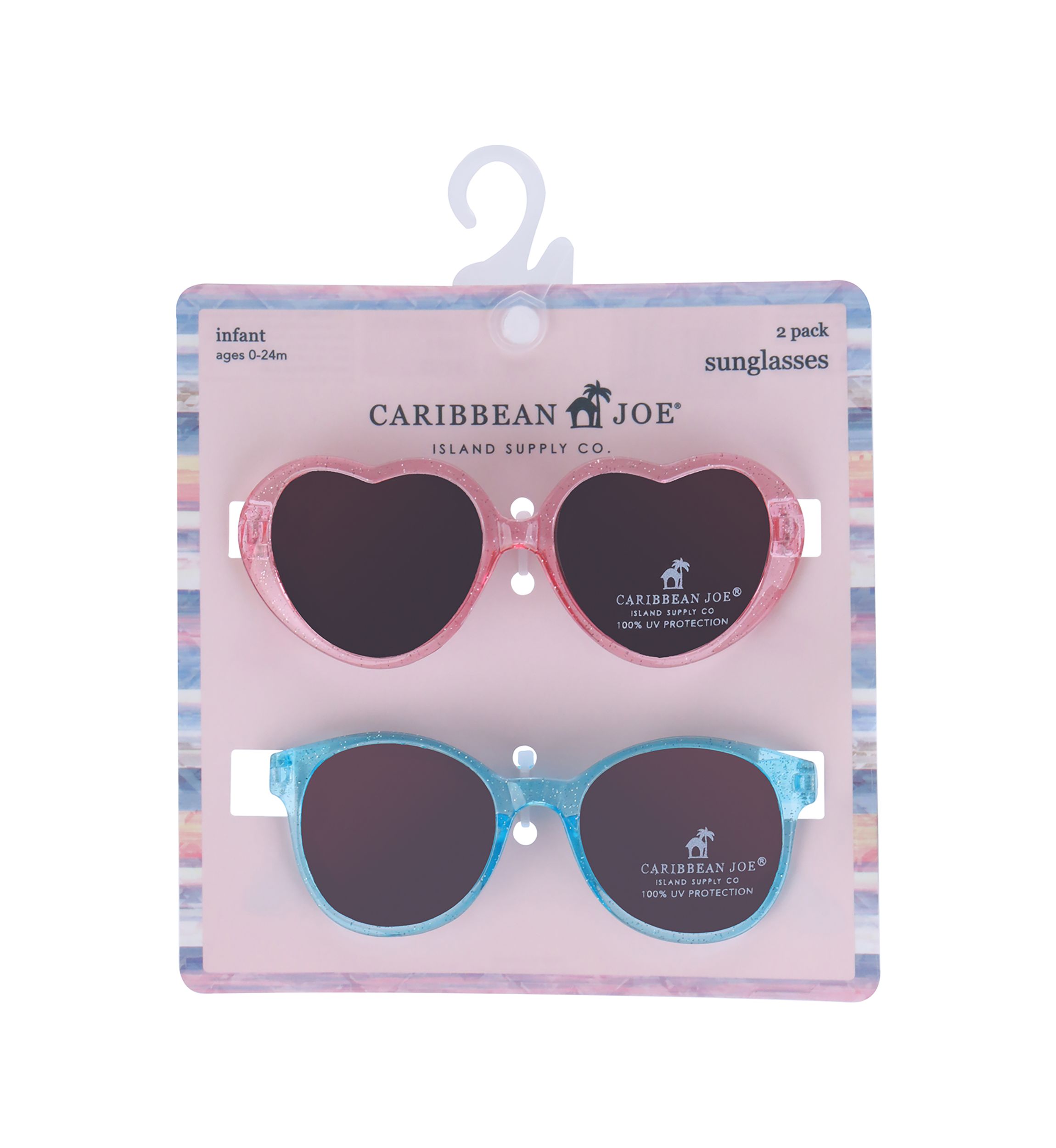 Girls Glitter Heart and Round Frame Sunglasses - 2 Pack