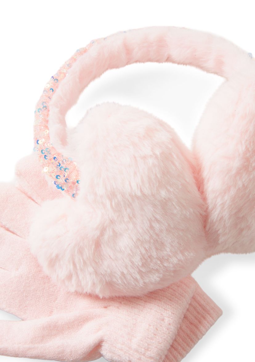 Girls Heart Earmuff and Glove Set