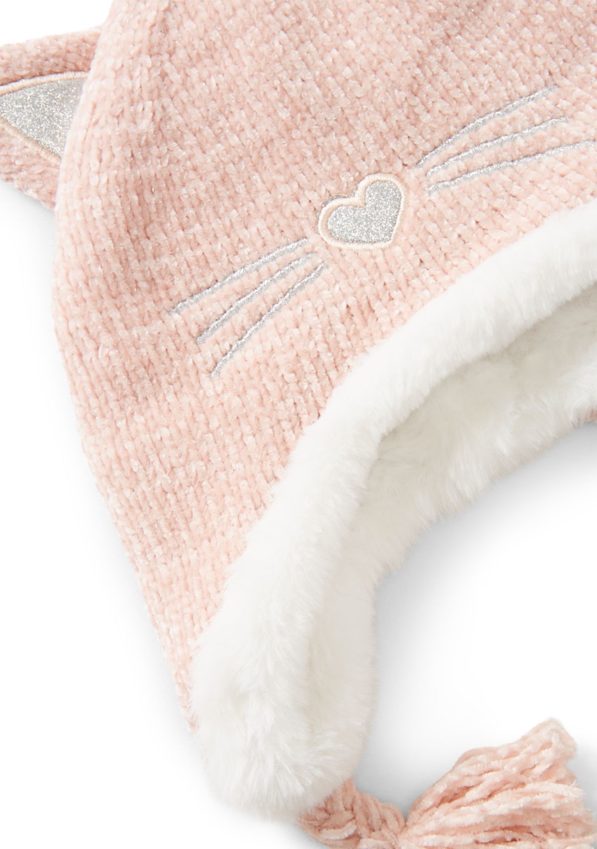 Toddlers Girls Cat Ear Flap Hat and Mittens Set