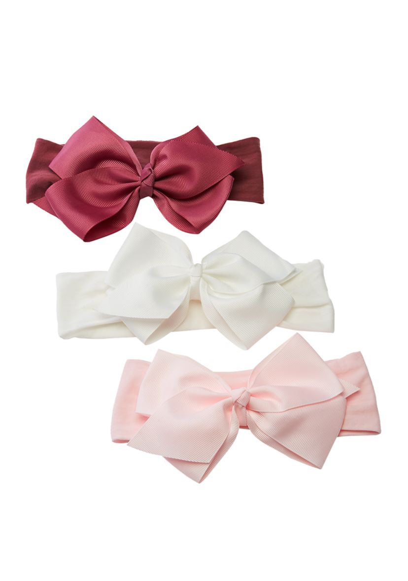 Infant Set of 3 Jumbo Bow Headbands