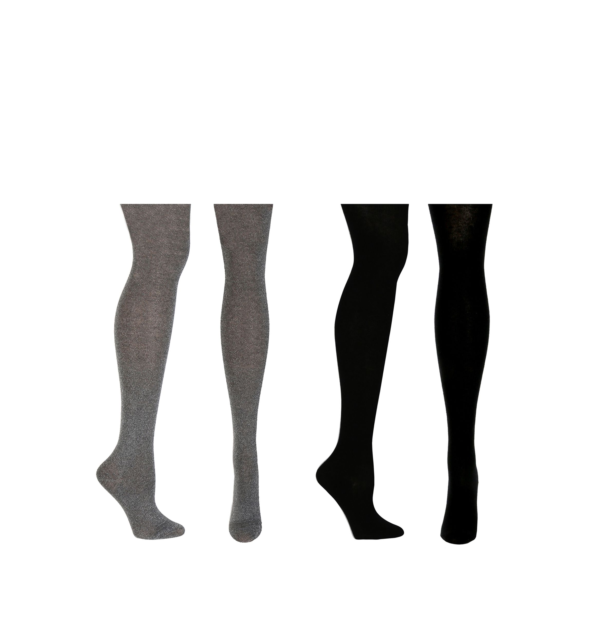 Girls 7-16 Set of 2 Allover Metallic With Silver Tights