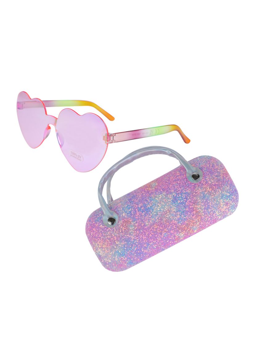 Girls Sunglasses with Rainbow Glitter Case