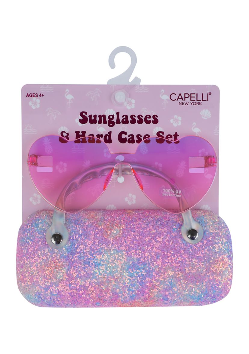 Girls Sunglasses with Rainbow Glitter Case