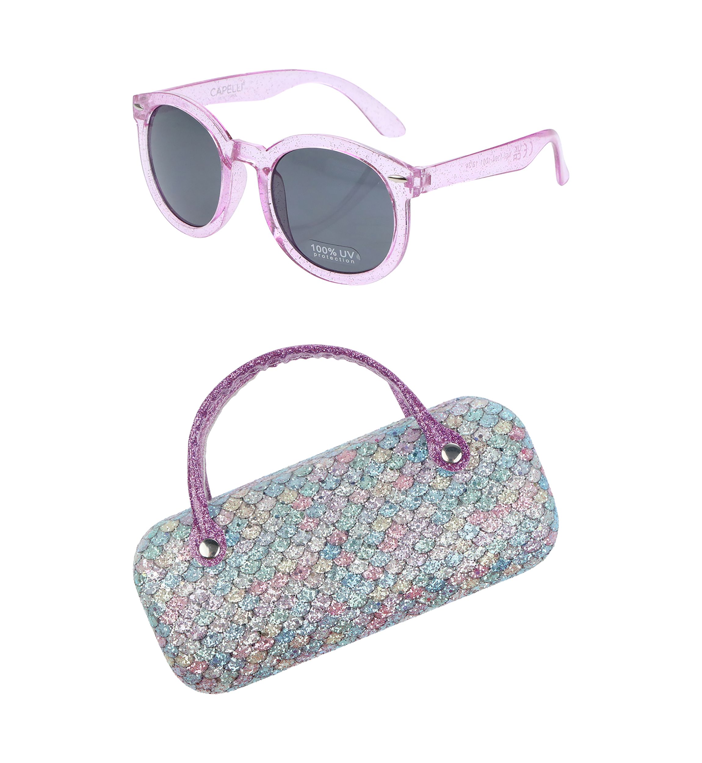 Girls Glitter Mermaid Scales Sunglasses and Case Set