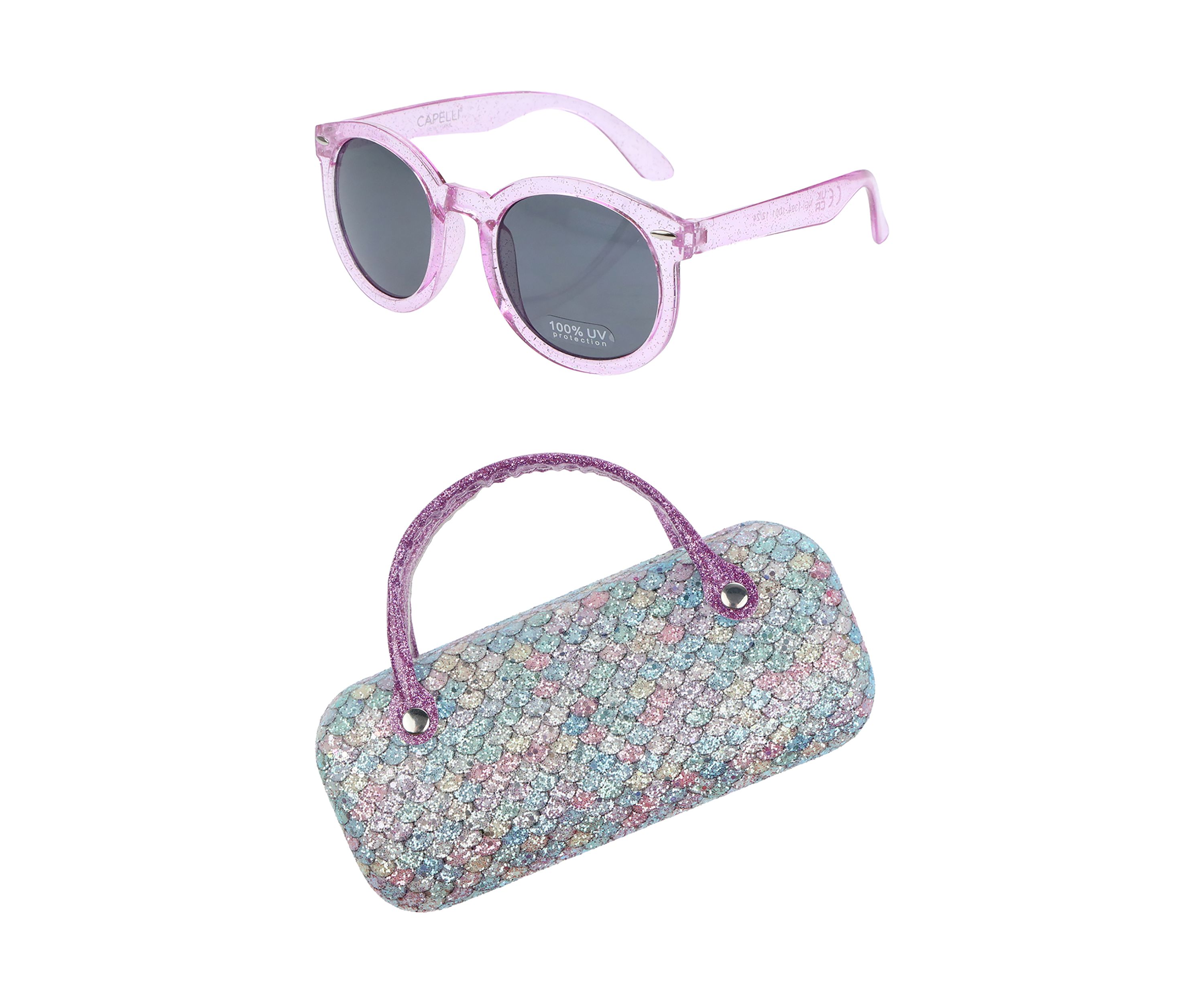 Girls Glitter Mermaid Scales Sunglasses and Case Set