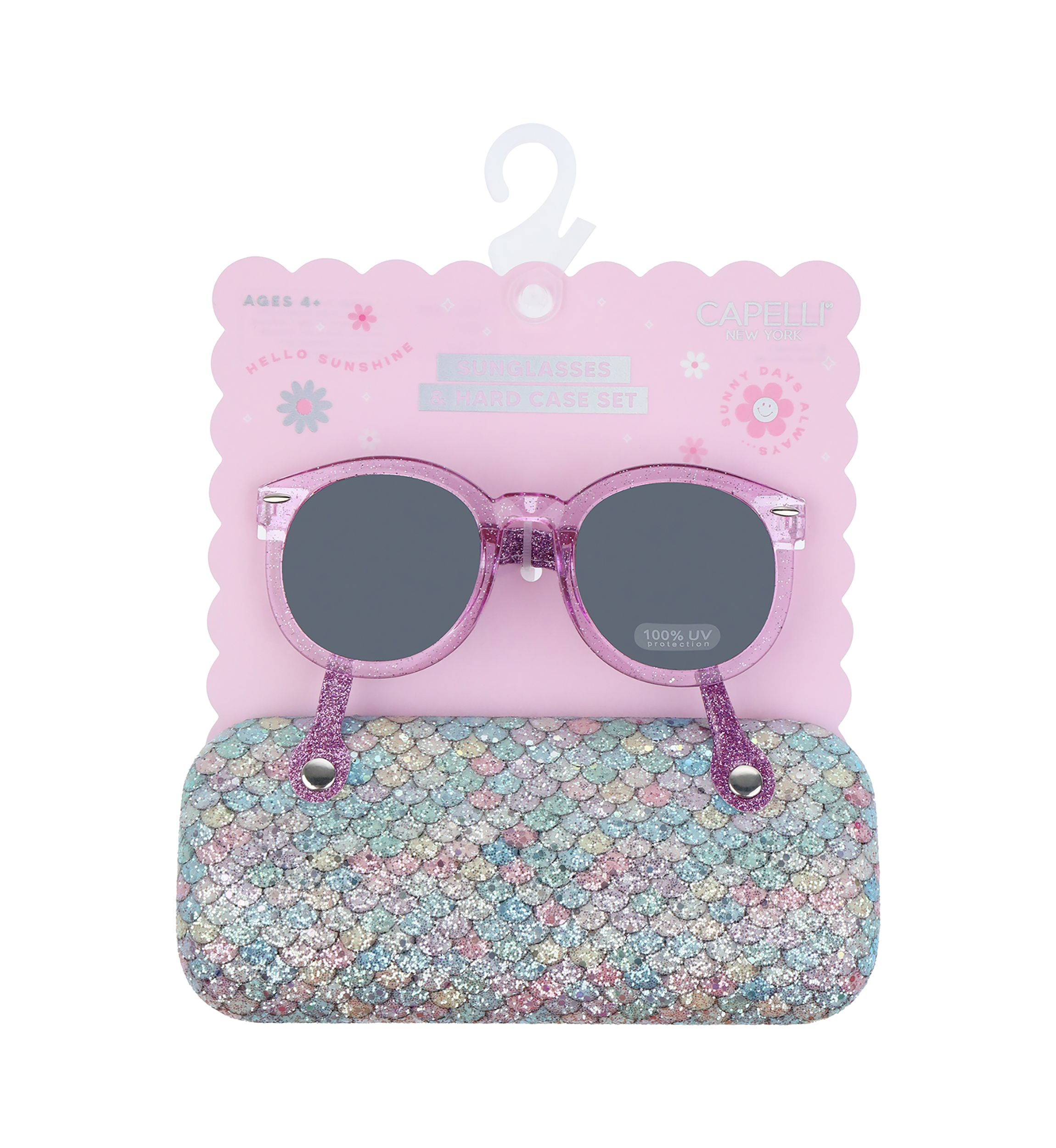 Girls Glitter Mermaid Scales Sunglasses and Case Set