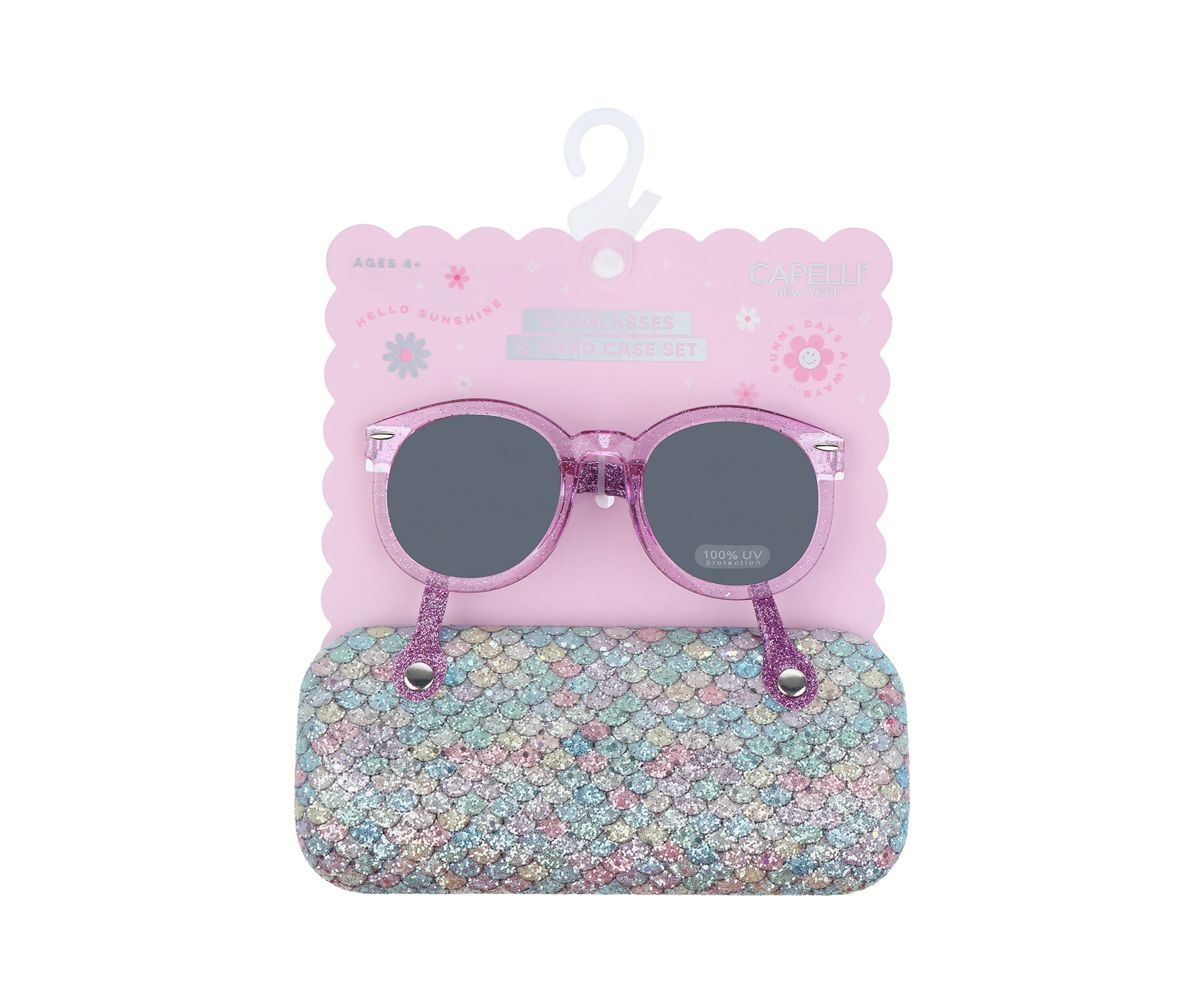 Girls Glitter Mermaid Scales Sunglasses and Case Set
