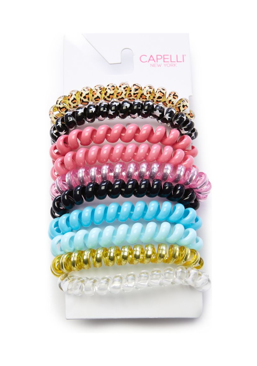 Set of 10 Phone Cord Ponytail Holders