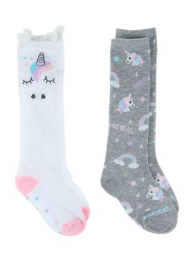 Capelli New York Girls 4-6x Set of 2 Sleepy Unicorn Knee High Socks