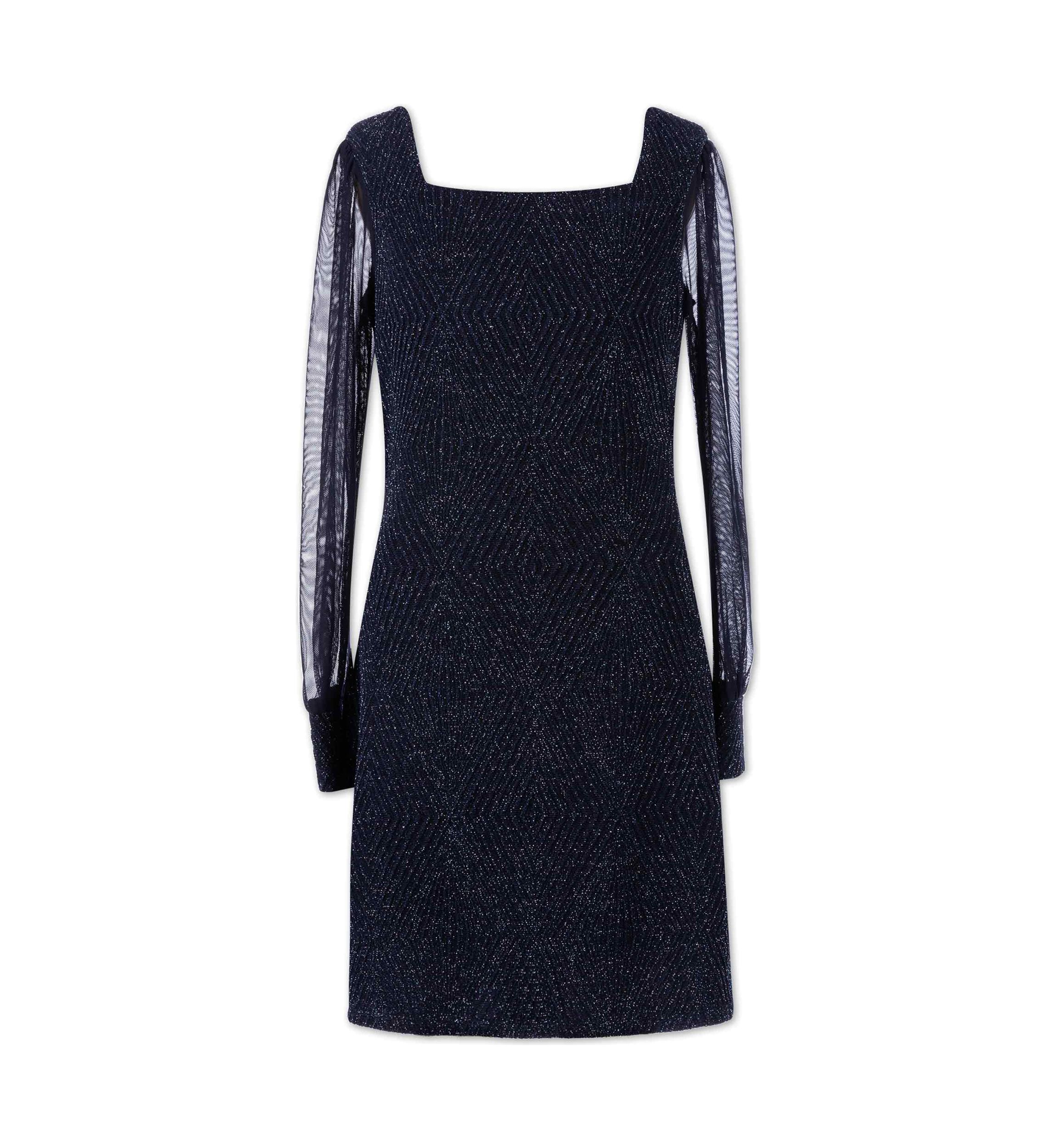 Girls 7-16 Glitter Knit Sheer Sleeve Dress