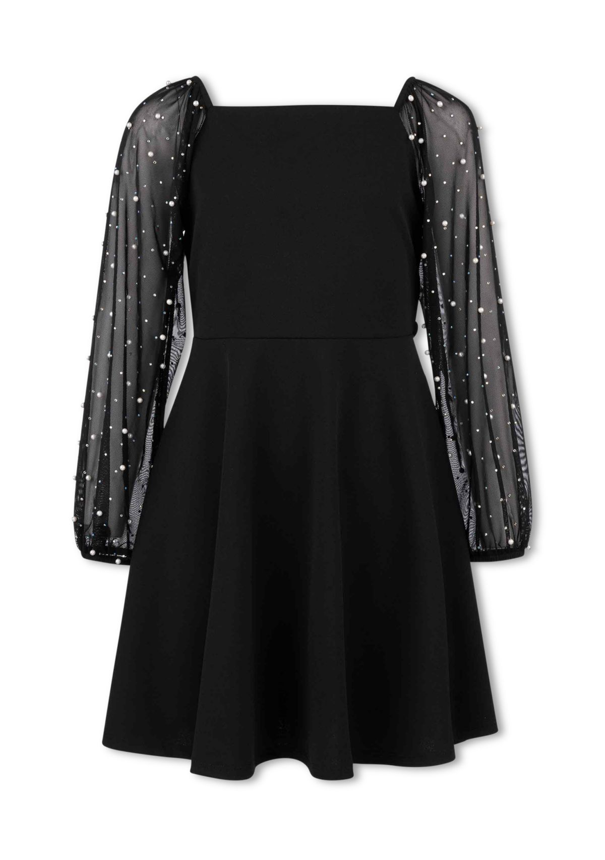 Girls 7-16 Pearl Illusion Sleeve Dress