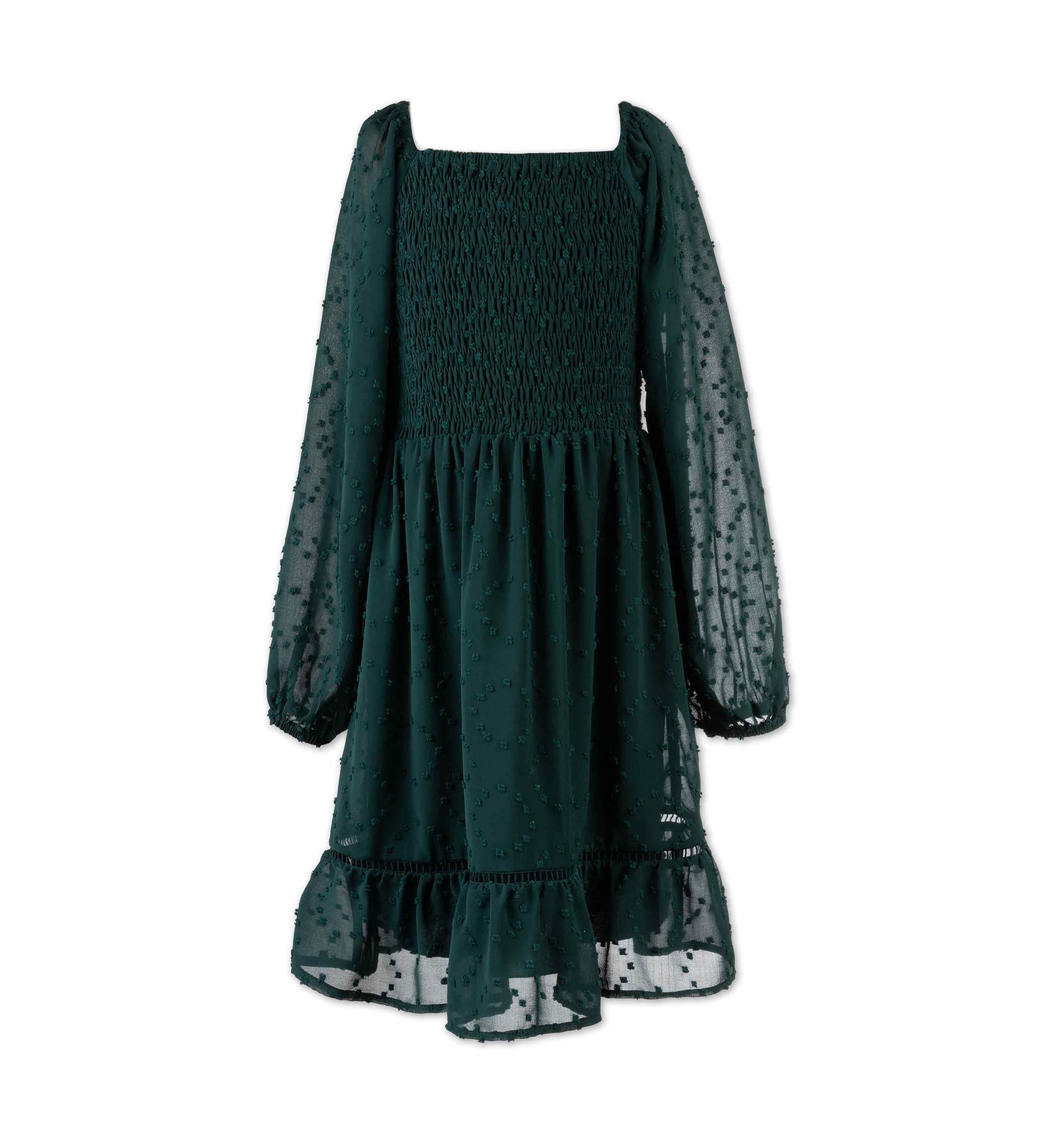 Girls 7-16 Smocked Clipdot Dress