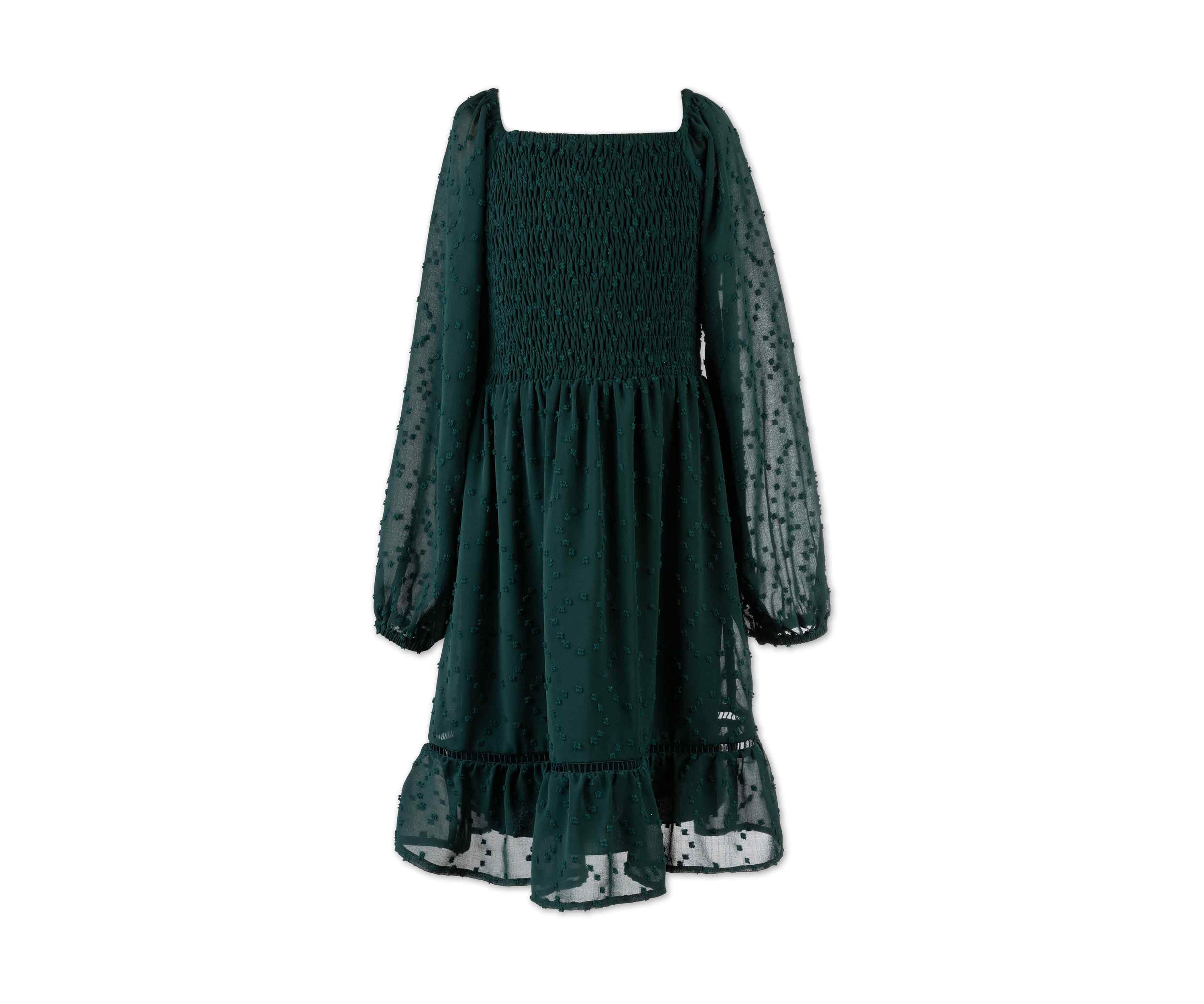 Girls 7-16 Smocked Clipdot Dress