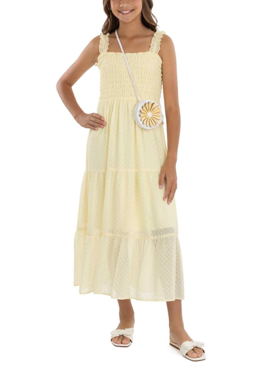 Speechless Girls 7-16 Green Clip Dot Maxi Dress, Yellow