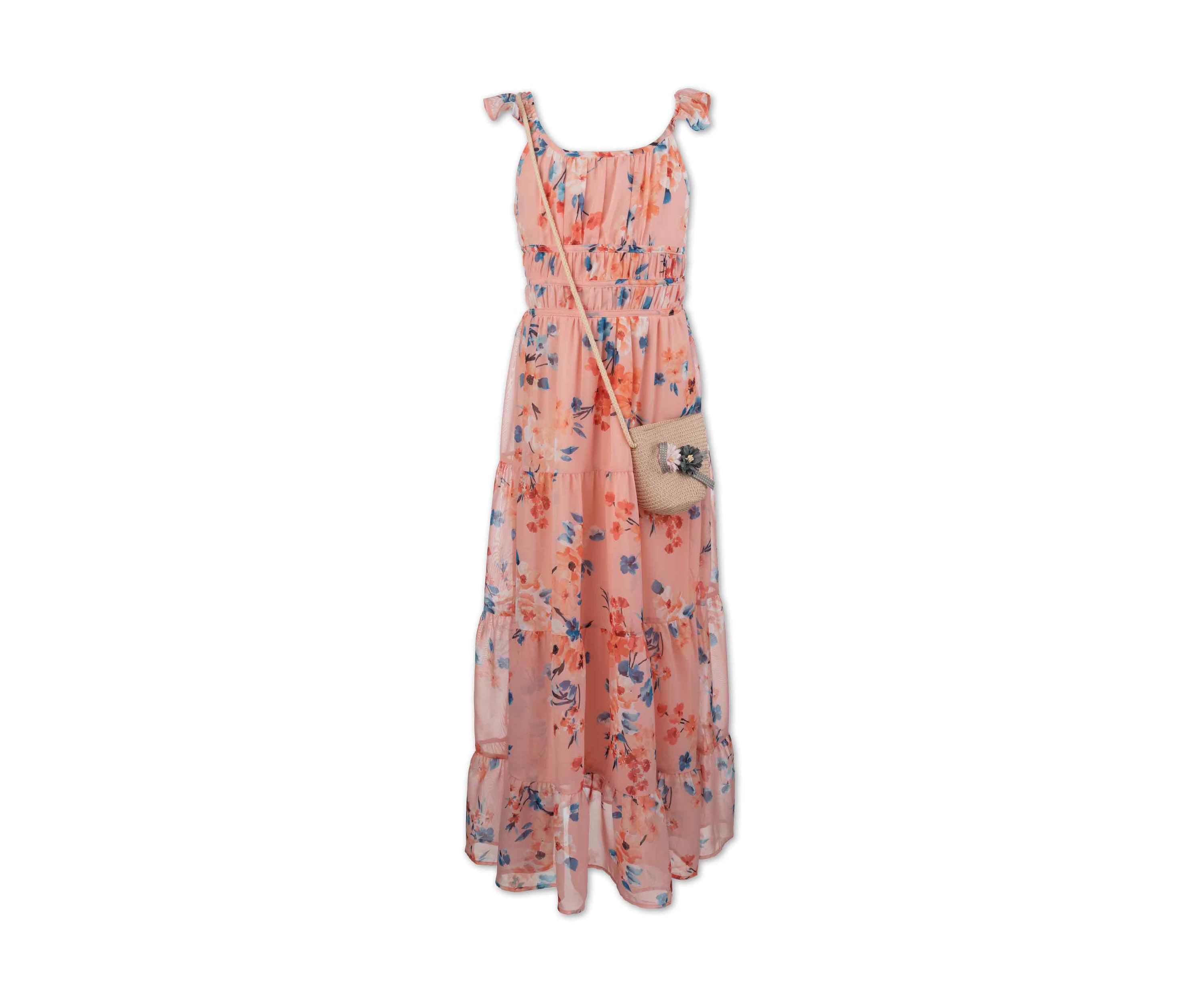 Girls 7-16 Flutter Sleeve Floral Printed Maxi Dress