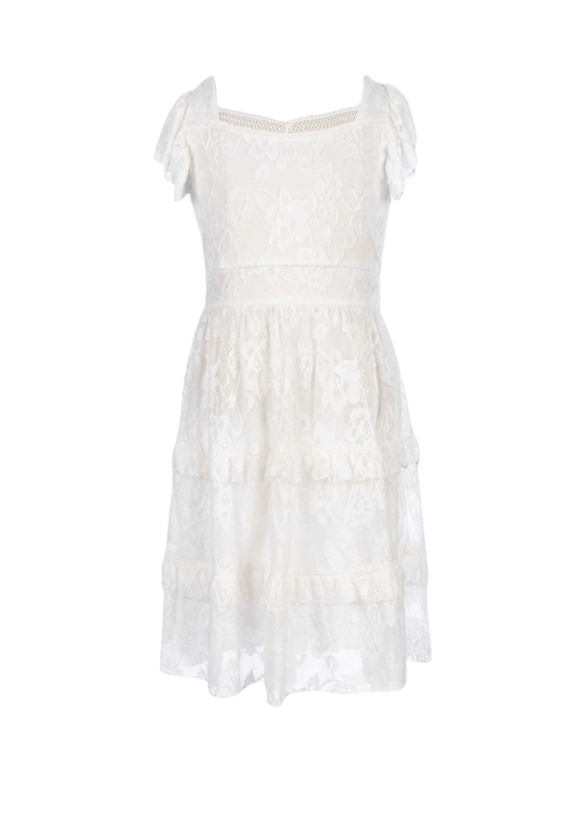 Girls 7-16 Lace Tiered Short Sleeve Dress