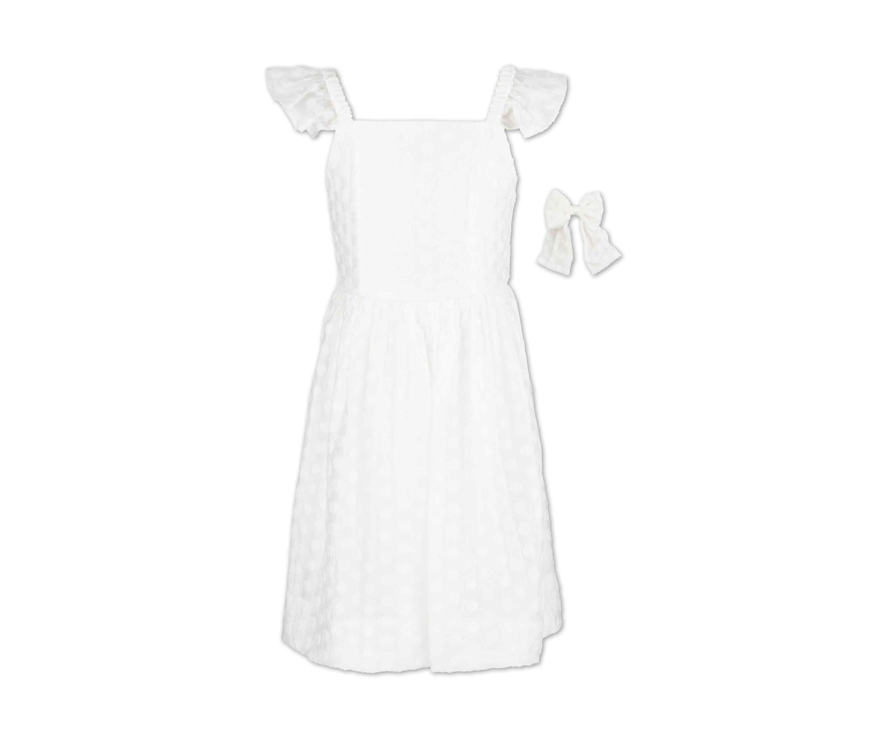 Girls 7-16 Flutter Shoulder Dress with Bow
